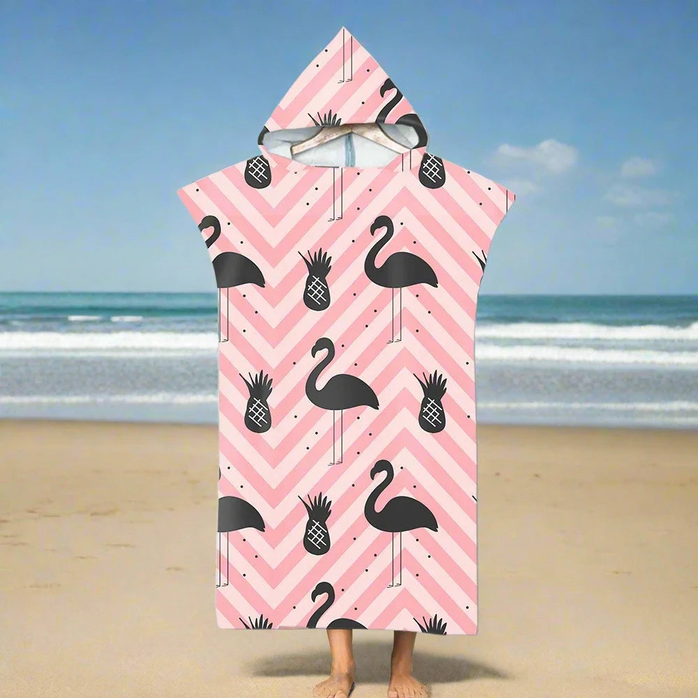 "Wrap up in style with our customisable microfiber beach towel—quick-dry, hooded, and perfect for all ages!"