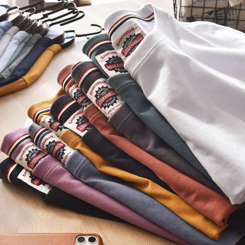 Introducing our 2023 new arrival short-sleeved men's t-shirt from European and American styles, offering high-quality, plus-size tops perfect for wholesale promotions and sales.