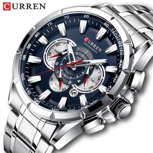 Introducing Curren men’s luxury chronograph quartz watch, a top brand for timeless elegance and precision.