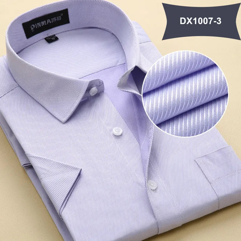 Mens Short Sleeve Turn-Down Collar Dress Shirt - Men's Formal Solid Color Summer Style Shirt