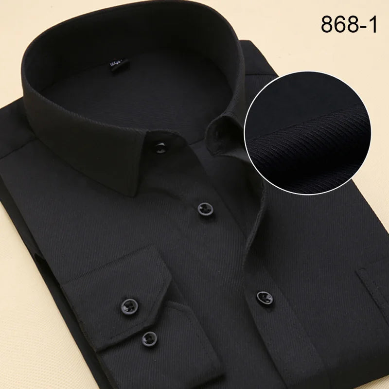 Looking for a stylish plus-size long sleeve dress shirt for men? Check out this white business formal wear in sizes 45-48.