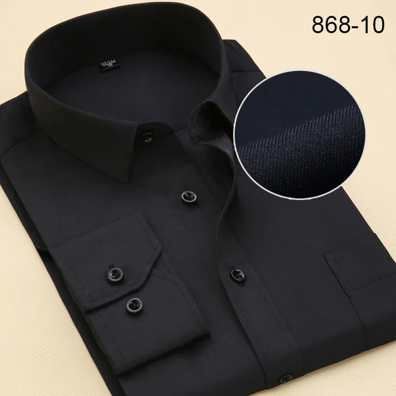 Looking for a stylish plus-size long sleeve dress shirt for men? Check out this white business formal wear in sizes 45-48.