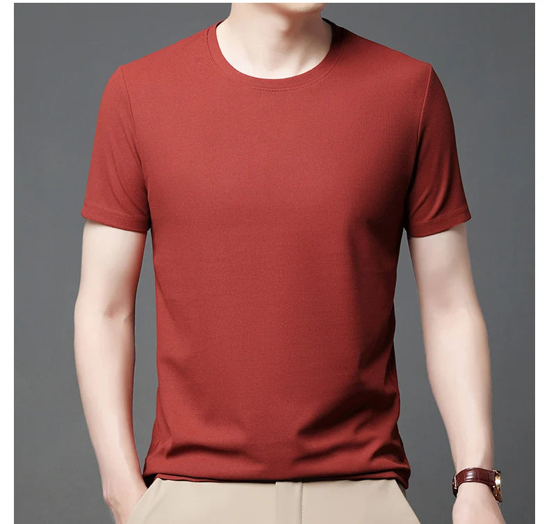 Introducing our new summer waffle-textured round neck short-sleeved t-shirt for men, combining comfort and style effortlessly.