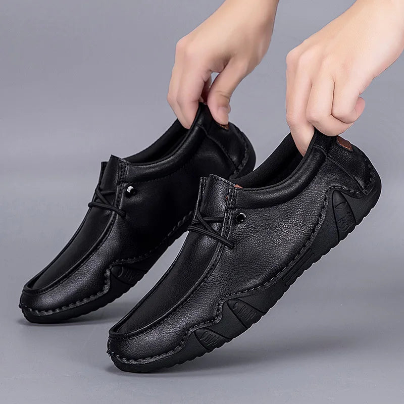 Plus Size Men's Handmade Leather Loafers Shoes: Step into luxury and comfort with our handcrafted leather loafers. Designed for both driving and walking, these original sneakers are the epitome of casual elegance.