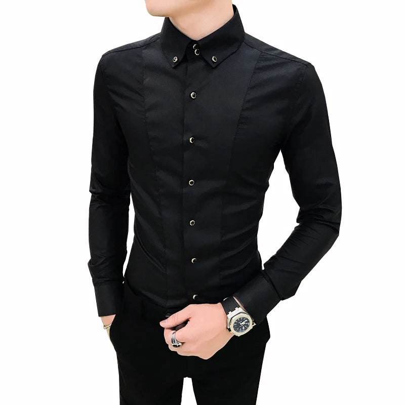 Introducing our luxury brand new men's long sleeve elegant shirt, crafted with sophistication and style in mind.