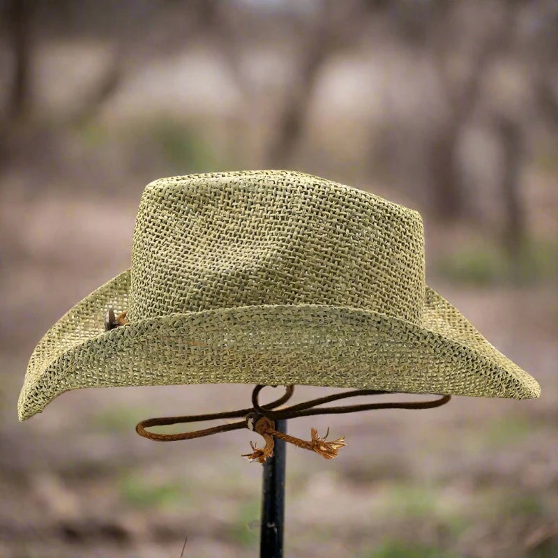 "Upgrade your summer style with our personalized western cowboy straw hat. Perfect for the beach, this simple sun hat for men offers a comfortable fit in sizes 56-58CM."