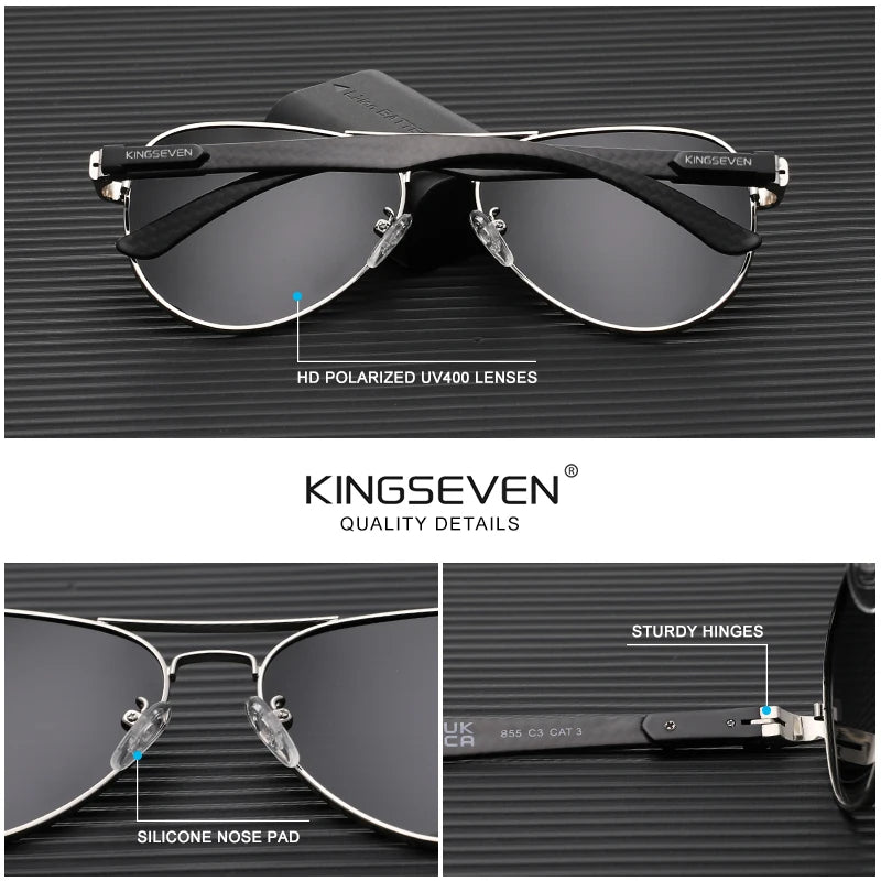 KINGSEVEN 2024 Design Pilot Sunglasses for Men. Classical UV400 Protection Polarized Glasses. HD Luxury Driving Eyewear.