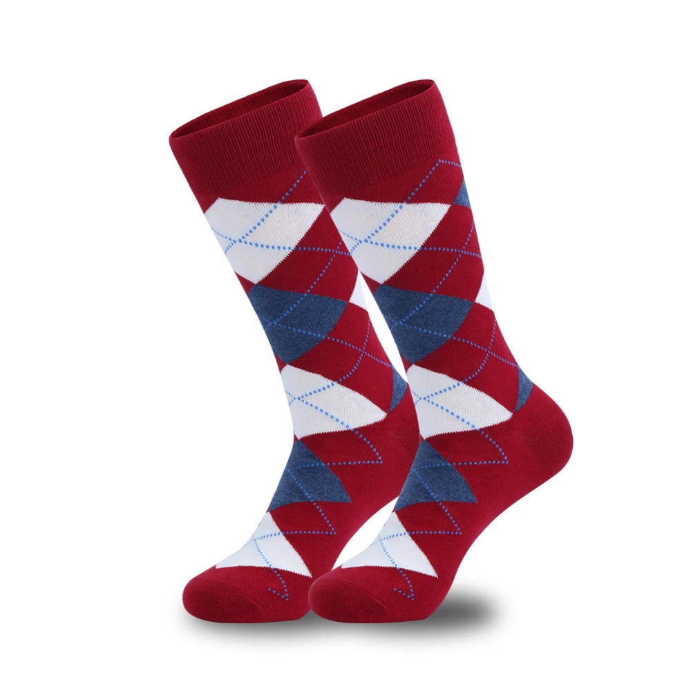 Upgrade your sock drawer with 5 pairs of stylish and comfortable plus-size men's argyle dress socks!