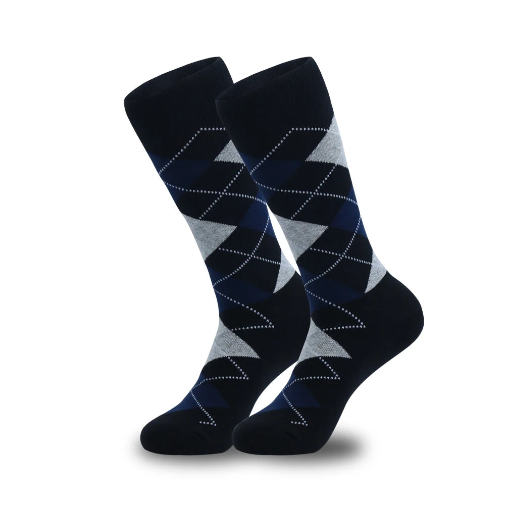 Upgrade your sock drawer with 5 pairs of stylish and comfortable plus-size men's argyle dress socks!