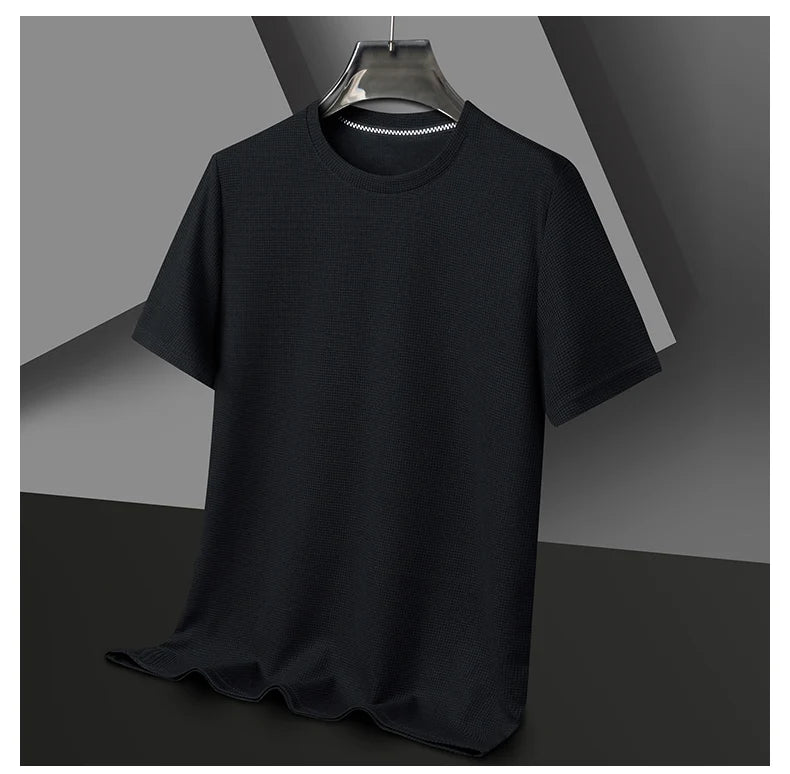 Introducing our new summer waffle-textured round neck short-sleeved t-shirt for men, combining comfort and style effortlessly.