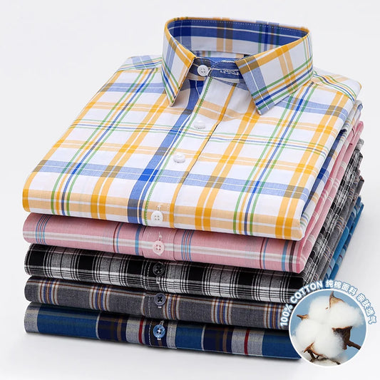 Stay cool and stylish this summer with our 100% cotton short sleeve men's shirts!