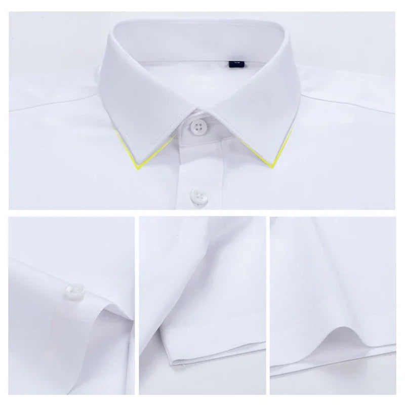 Introducing the Premium Men's Ultra-Stretch Shirt! This high-quality, silky long-sleeve shirt is perfect for both business formal and casual wear.