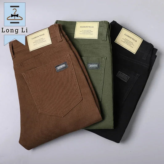 Elevate your autumn style with these slim brown jeans for men. Crafted from high-stretch, high-quality denim. Add sophistication to your business casual look. A perfect blend of timeless style and comfort for the modern man.