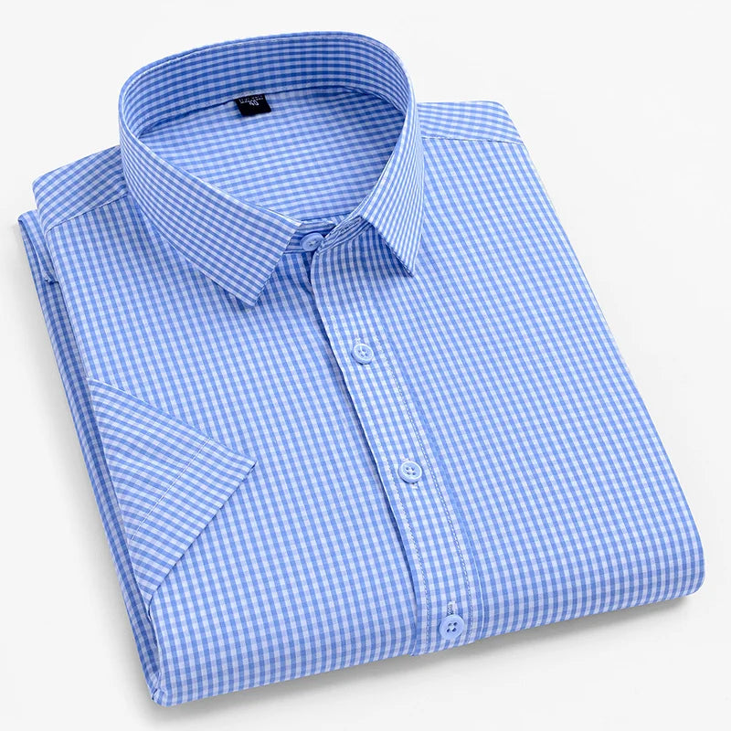 Stay cool and stylish this summer with our 100% cotton short sleeve men's shirts!