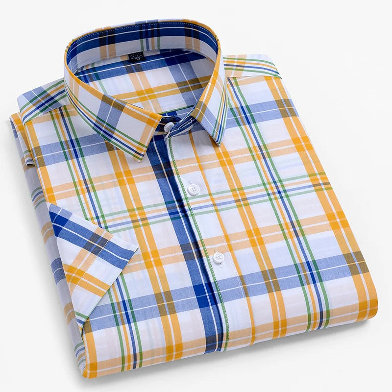 Stay cool and stylish this summer with our 100% cotton short sleeve men's shirts!