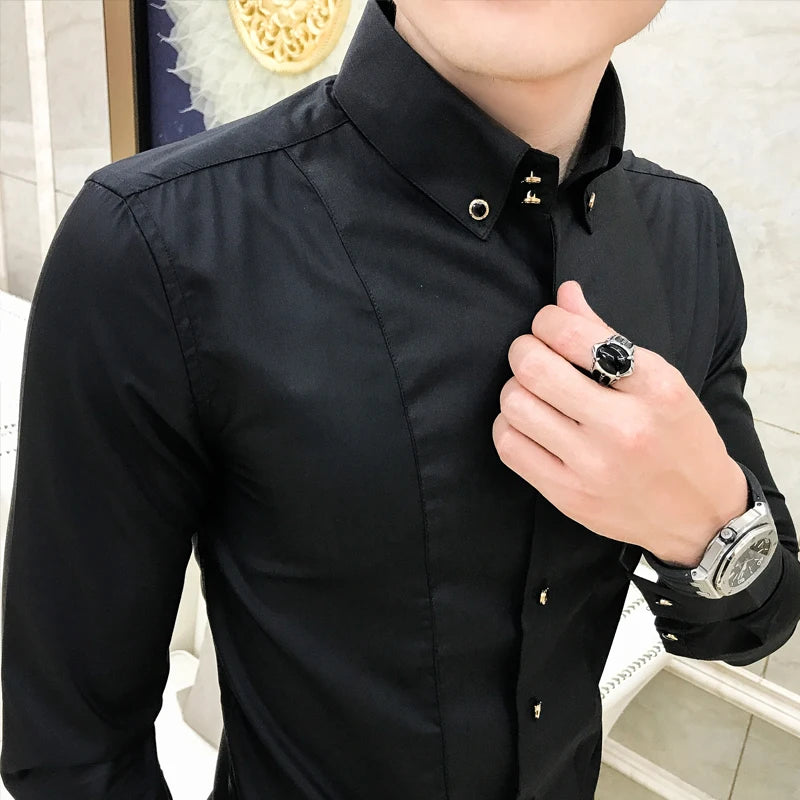 Introducing our luxury brand new men's long sleeve elegant shirt, crafted with sophistication and style in mind.