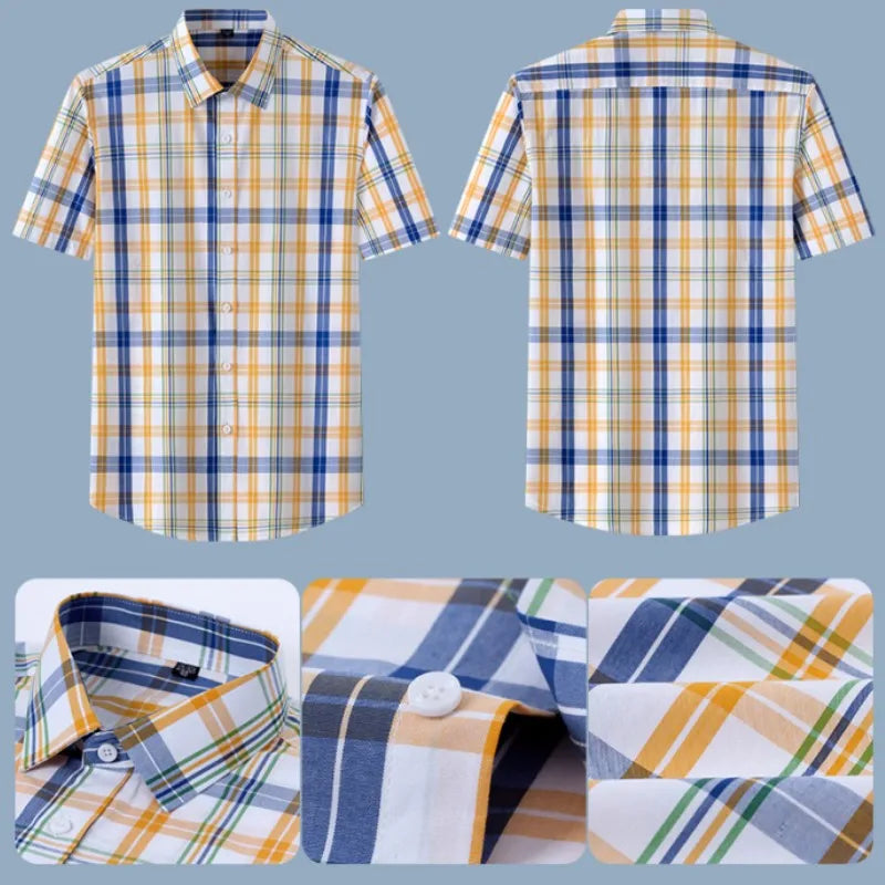 Stay cool and stylish this summer with our 100% cotton short sleeve men's shirts!