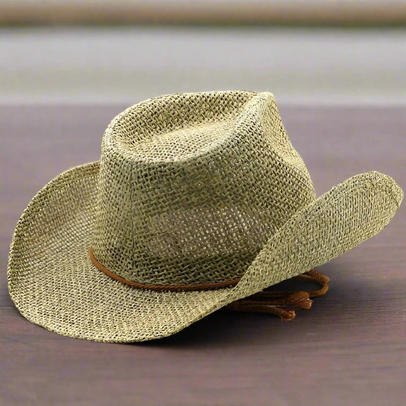 "Upgrade your summer style with our personalized western cowboy straw hat. Perfect for the beach, this simple sun hat for men offers a comfortable fit in sizes 56-58CM."