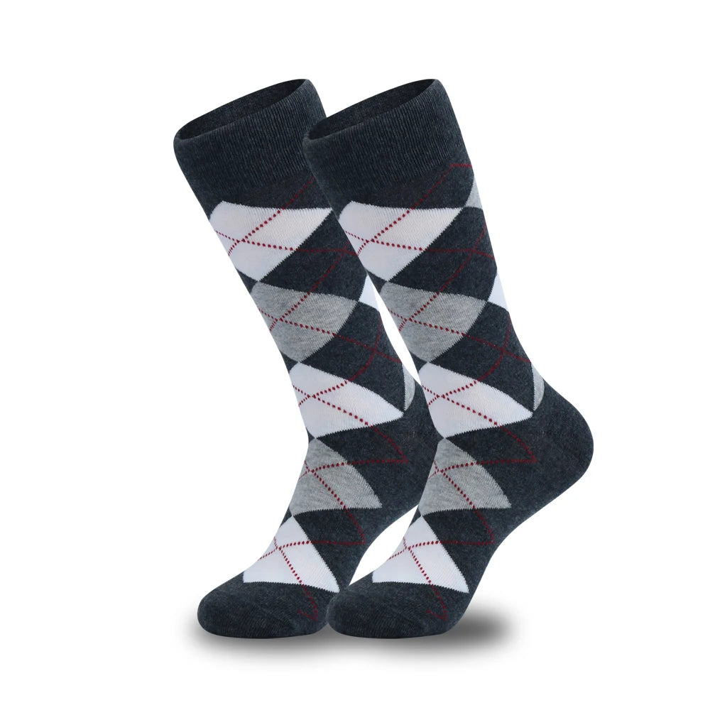 Upgrade your sock drawer with 5 pairs of stylish and comfortable plus-size men's argyle dress socks!