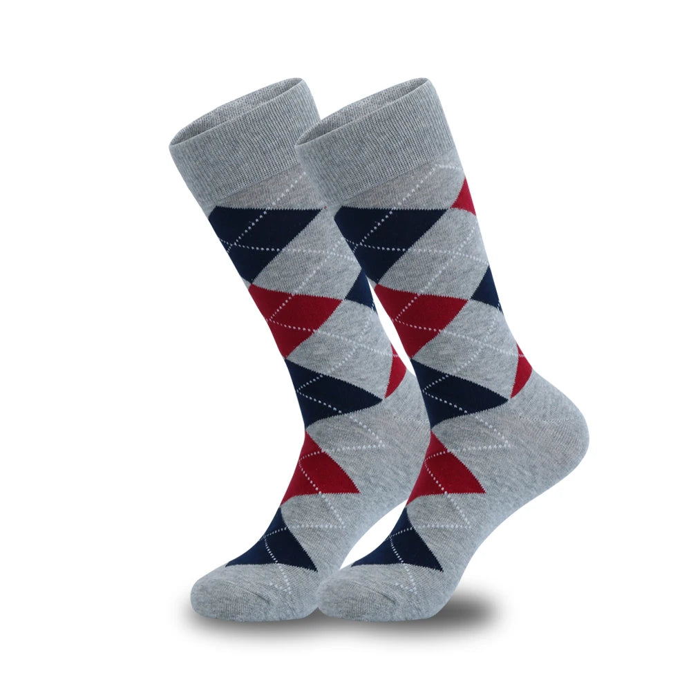 Upgrade your sock drawer with 5 pairs of stylish and comfortable plus-size men's argyle dress socks!