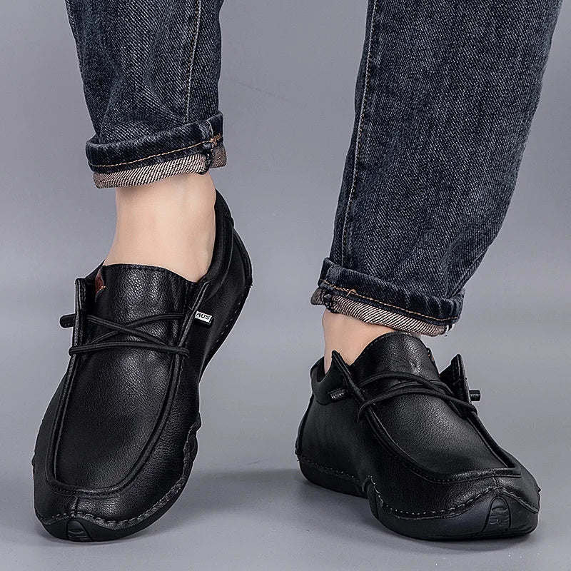 Plus Size Men's Handmade Leather Loafers Shoes: Step into luxury and comfort with our handcrafted leather loafers. Designed for both driving and walking, these original sneakers are the epitome of casual elegance.